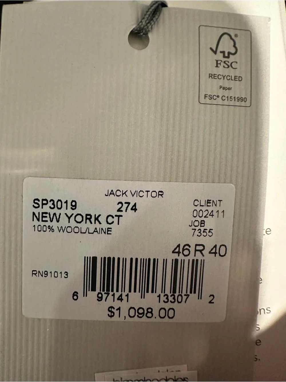Jack Victor Black Single-Breasted Wool Suit Jacket